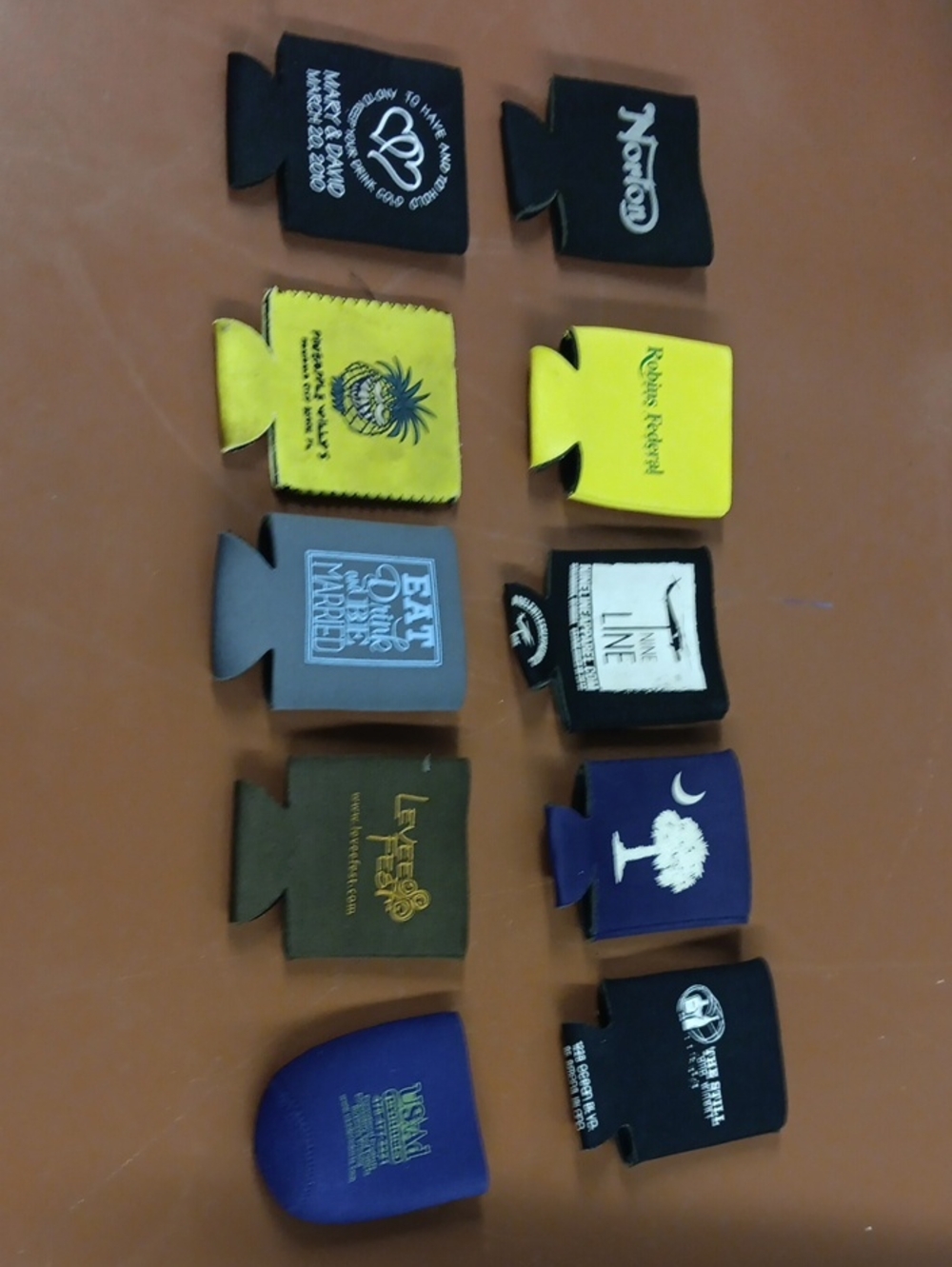Assorted Can Cooler Koozies - Black, Yellow, Gray, Purple, Blue